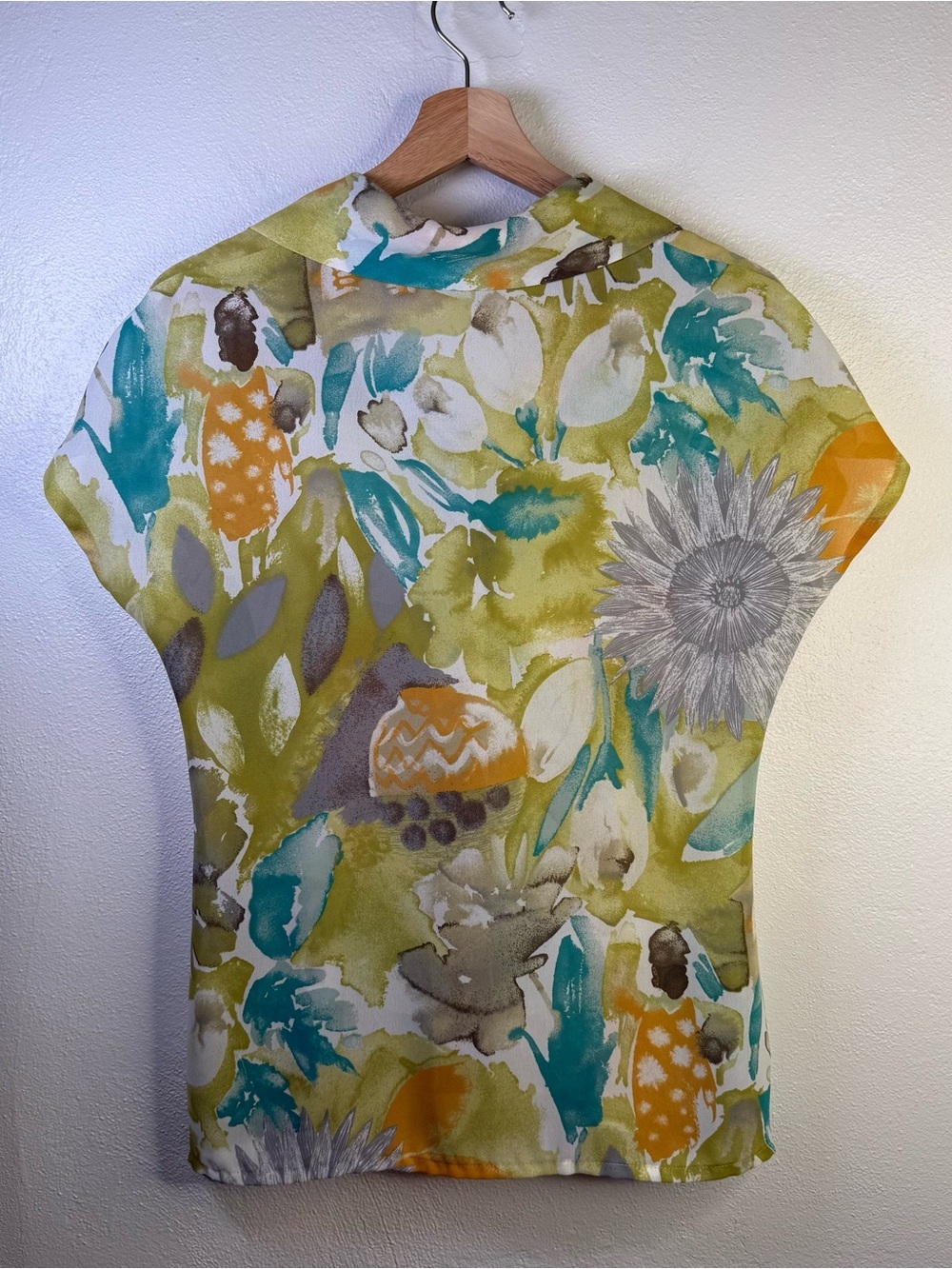 Jacques Vert Vintage Colrful, Tropical Print Button Up Blouse Women's Size 6 - Picture 12 of 14